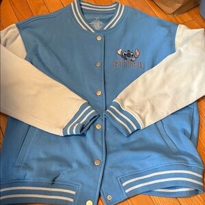 NWOT Disney Stitch fleece women’s Varsity Jacket Size Large